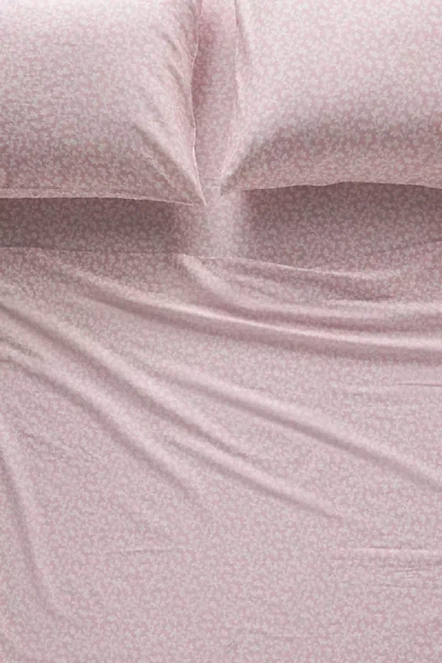 Anthropologie Organic Cotton Sateen Printed Sheet Set In Pink