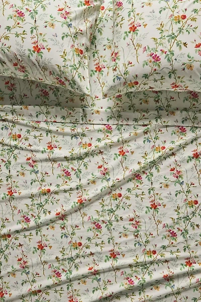 Anthropologie Organic Cotton Sateen Printed Sheet Set In Neutral