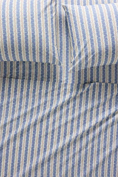 Anthropologie Organic Cotton Sateen Printed Sheet Set In Blue