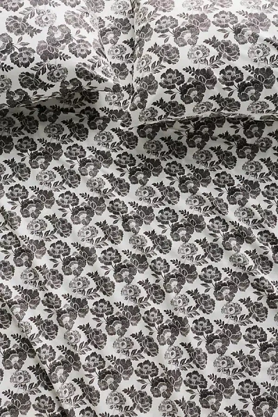 Anthropologie Organic Cotton Sateen Printed Sheet Set In Gray