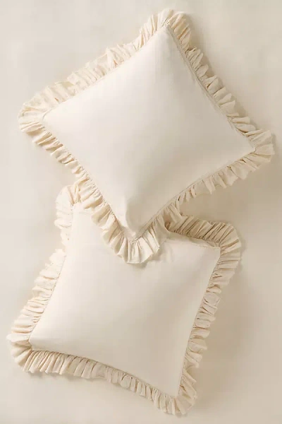 Anthropologie Organic Cotton Spa Sateen Ruffled Cushion