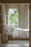 Anthropologie Organic Cotton Spa Sateen Ruffled Duvet Cover In White