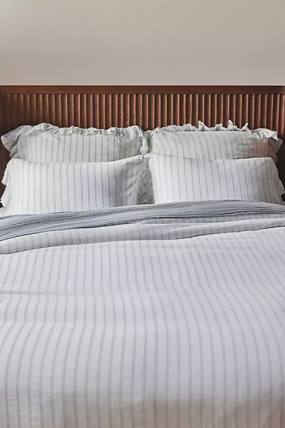 Anthropologie Organic Cotton Spa Sateen Ruffled Duvet Cover