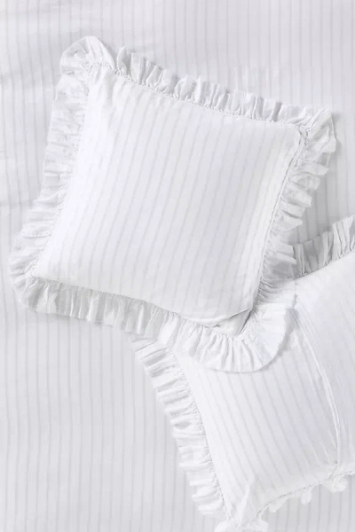 Anthropologie Organic Cotton Spa Sateen Ruffled Euro Sham In White