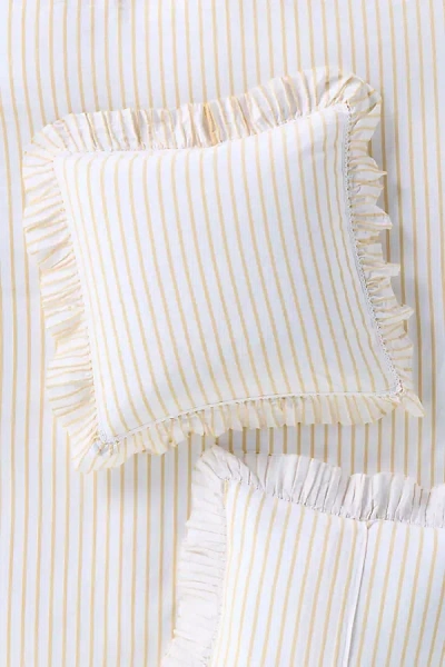 Anthropologie Organic Cotton Spa Sateen Ruffled Euro Sham In White