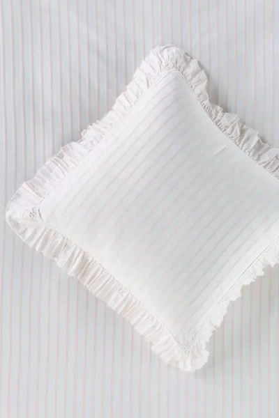 Anthropologie Organic Cotton Spa Sateen Ruffled Euro Sham In White