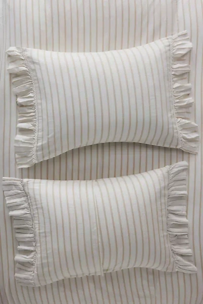 Anthropologie Organic Cotton Spa Sateen Ruffled Shams, Set Of 2 In Neutral