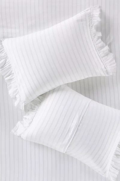 Anthropologie Organic Cotton Spa Sateen Ruffled Shams, Set Of 2