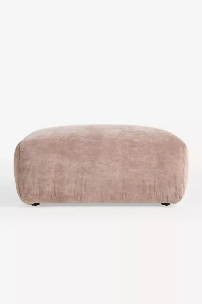 Anthropologie Orion Velvet Ottoman In Neutral