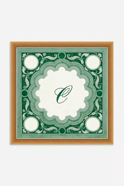 Anthropologie Ornamental Script Monogram Wall Art In Green