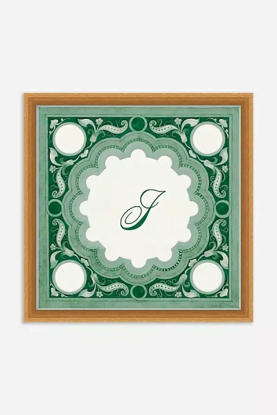 Anthropologie Ornamental Script Monogram Wall Art In Green