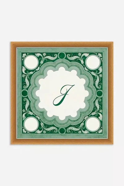 Anthropologie Ornamental Script Monogram Wall Art In Green