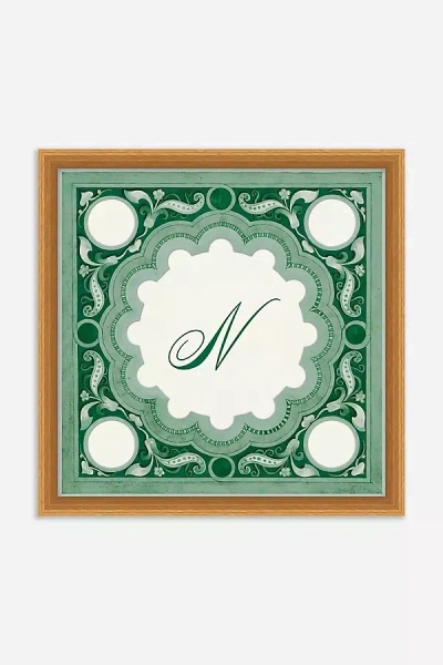 Anthropologie Ornamental Script Monogram Wall Art In Green