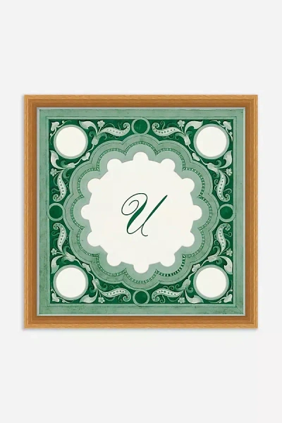 Anthropologie Ornamental Script Monogram Wall Art In Green