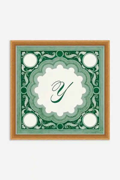 Anthropologie Ornamental Script Monogram Wall Art In Green