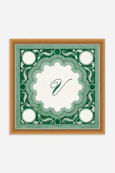 Anthropologie Ornamental Script Monogram Wall Art In Green