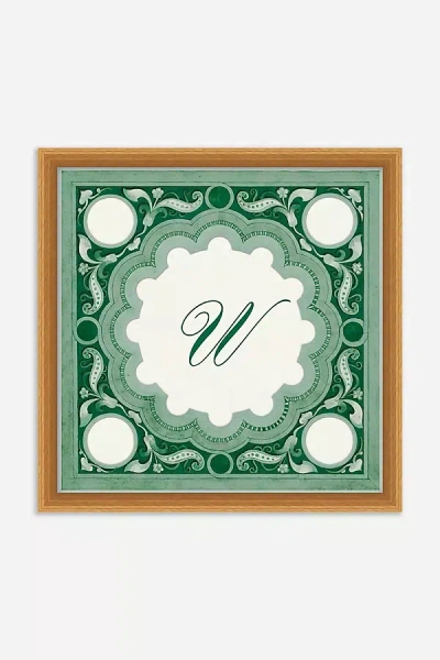 Anthropologie Ornamental Script Monogram Wall Art In Green