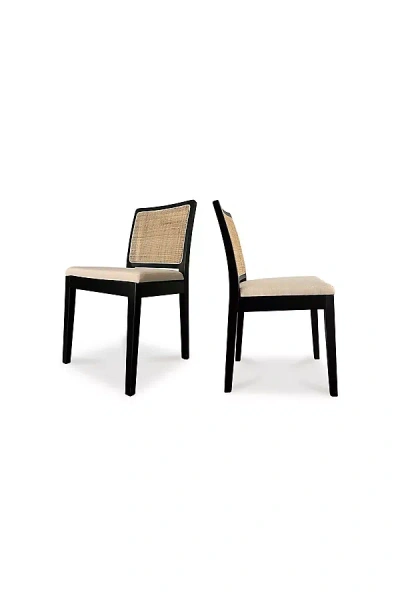 Anthropologie Orville Elm Wood Dining Chairs, Set Of 2 In Black