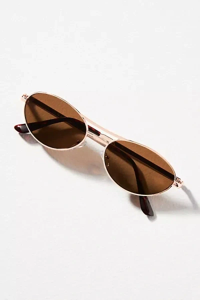 Anthropologie Oval Aviator Sunglasses In Gold