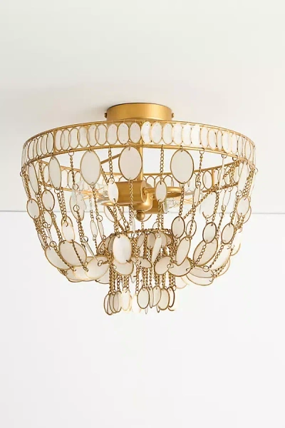 Anthropologie Oval Capiz Flush Mount In Animal Print