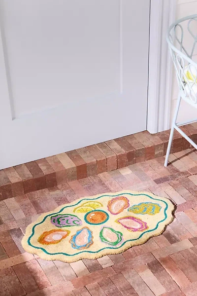 Anthropologie Oyster Plate Coir Printed Doormat In Multi