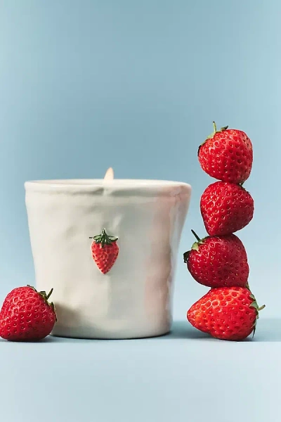 Anthropologie Paddywax Bistro Strawberry Icon Ceramic Candle In Neutral
