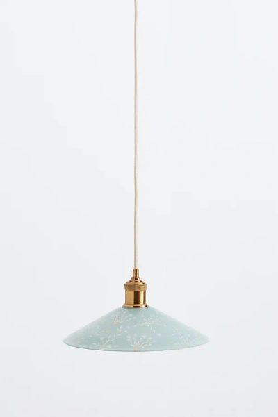 Anthropologie Painted Leaf Glass Pendant