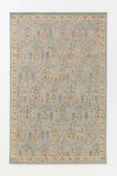 Anthropologie Paisley Hand-knotted Wool Persian-inspired Rug In Gray