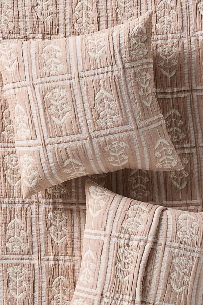 Anthropologie Parker Cotton Floral Woven Euro Sham In Brown