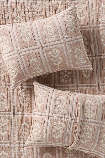 Anthropologie Parker Cotton Floral Woven Shams, Set Of 2 In Brown