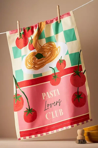 Anthropologie Pasta Lovers Club Dish Towel In Pink