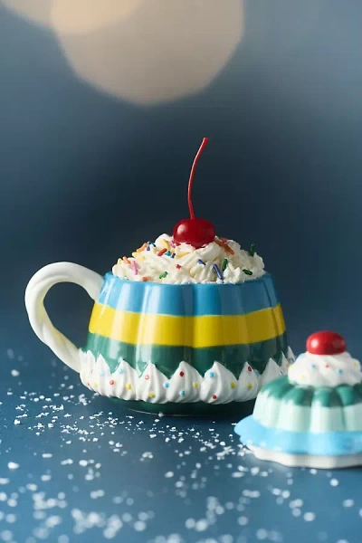 Anthropologie Patisserie Stoneware Lidded Mug In Multi