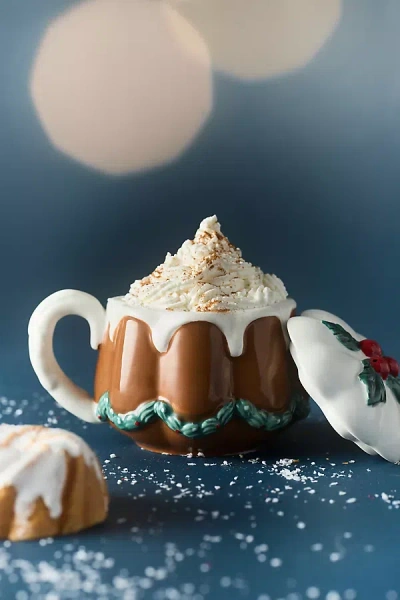 Anthropologie Patisserie Stoneware Lidded Mug In Multi