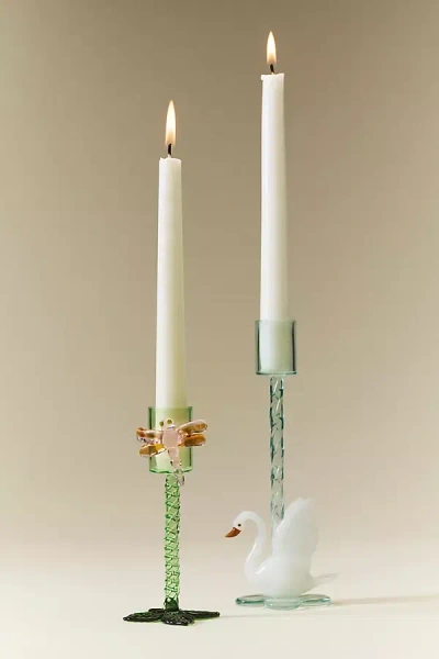 Anthropologie Paulette Glass Candle Holder In Green