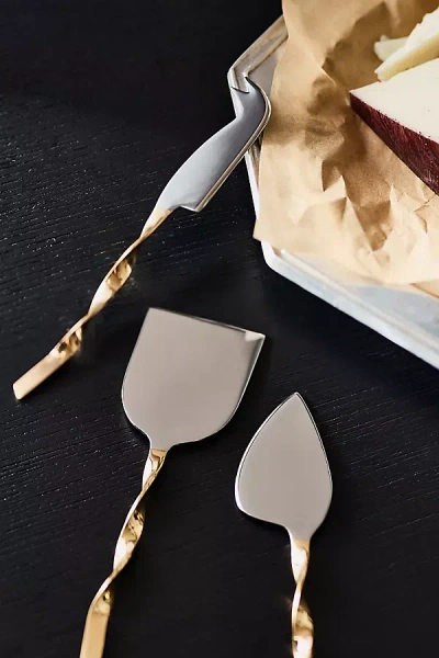 Anthropologie Paulina Metal Cheese Knives, Set Of 3 In Gold