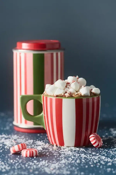 Anthropologie Paulinette Stoneware Demi Sipper & Mug Set In Red