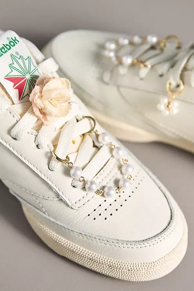 Anthropologie Pearl Flower Shoe Charm Set In White