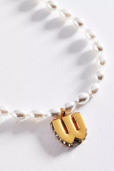 Anthropologie Pearl Initial Necklace In Black