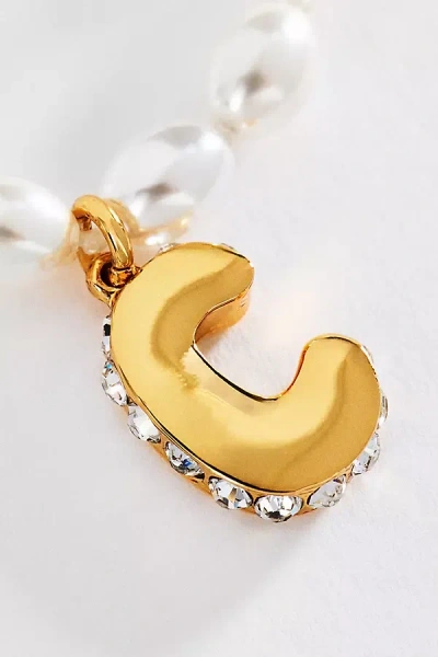 Anthropologie Pearl Initial Necklace In Brown