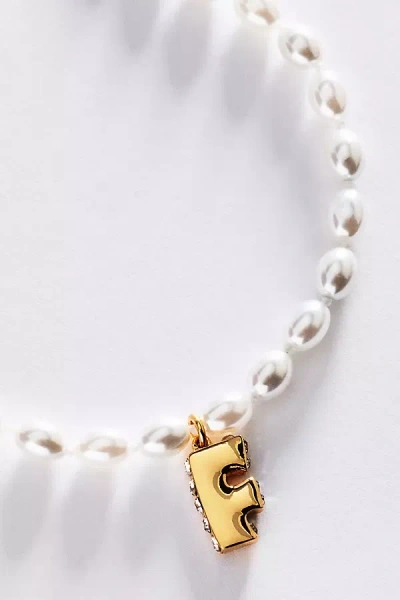Anthropologie Pearl Initial Necklace In Brown