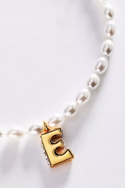 Anthropologie Pearl Initial Necklace In Brown