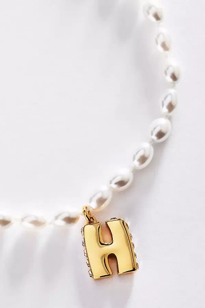 Anthropologie Pearl Initial Necklace In Brown