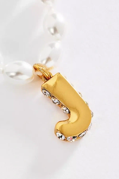 Anthropologie Pearl Initial Necklace In Brown