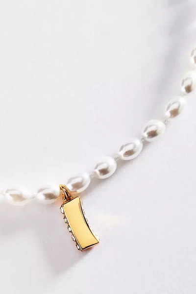 Anthropologie Pearl Initial Necklace In Brown