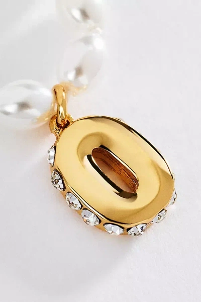 Anthropologie Pearl Initial Necklace In Gold