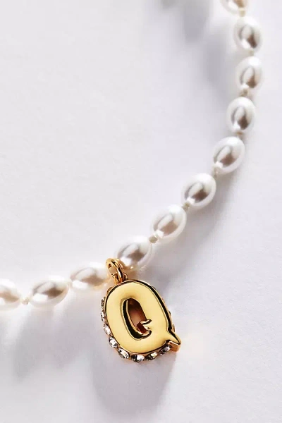 Anthropologie Pearl Initial Necklace In Gold