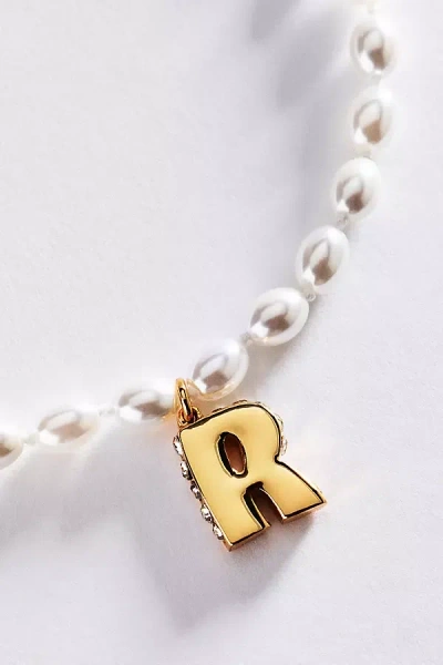 Anthropologie Pearl Initial Necklace In White