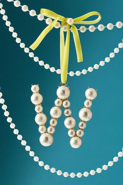 Anthropologie Pearl Monogram Ornament In White