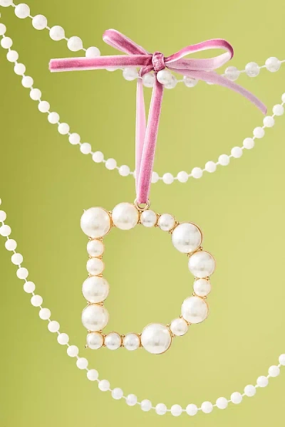 Anthropologie Pearl Monogram Ornament In Pink