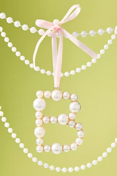 Anthropologie Pearl Monogram Ornament In Pink